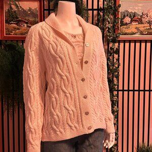 Cream cable knit cardigan sweater
